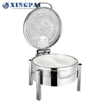 Chafing Dish Factory - OEM 6L Round Hammered Silver Food Warmer