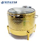 Gold Soup Chafing Dish Supplier - OEM Hammered Stainless Steel Buffet Set