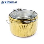 Gold Soup Chafing Dish Supplier - OEM Hammered Stainless Steel Buffet Set