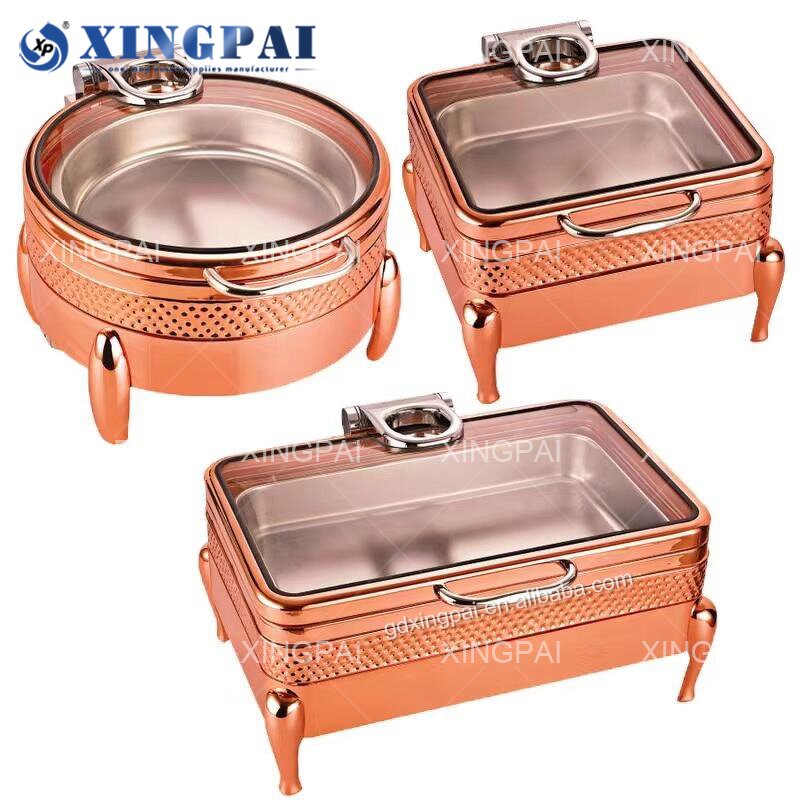 Hydraulic Chafing Dish Supplier - OEM Rose Gold Stainless Steel Food Warmer