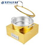 Dubai Chafing Dish Supplier - OEM Gold Hammered Stainless Steel Buffet Set