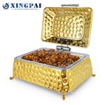 Luxury Chafing Dish Factory - OEM 9L Hammered Golden Stainless Steel
