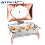 Rose Gold Chafing Dish Supplier - OEM Rectangle Stainless Steel Buffet Set
