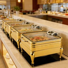 Luxury Chafing Dish Supplier - OEM 304 Stainless Steel Gold Buffet Set