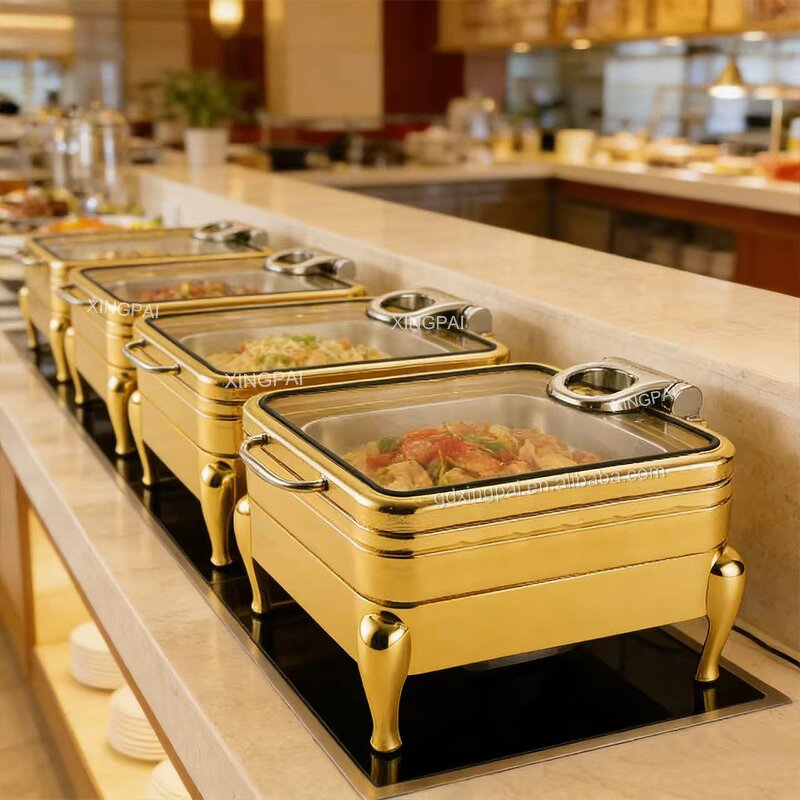 Luxury Chafing Dish Supplier - OEM 304 Stainless Steel Gold Buffet Set