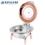 Rose Gold Chafing Dish Factory - OEM Round Fuel Food Warmer Buffet Set