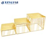 3 Tier Dessert Stand Manufacturer - OEM Royal Gold Hammered Wedding Display