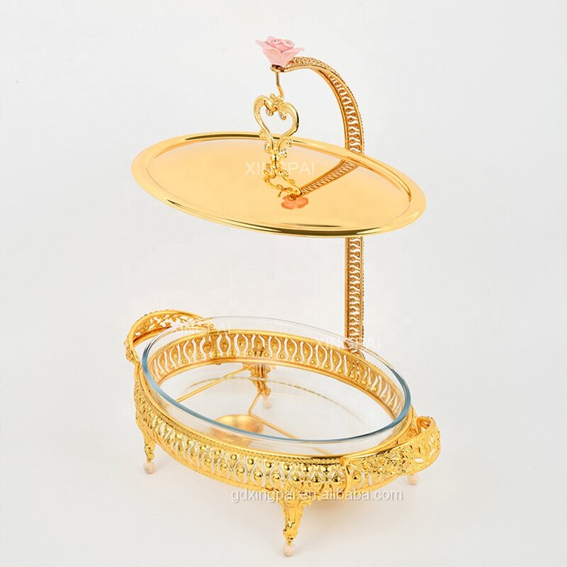 Egg Shape Chafing Dish Manufacturer - OEM Luxury Gold Glass Buffet Set