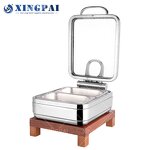 Wood Base Chafing Dish Factory - OEM Glass Lid Buffet Set for Catering