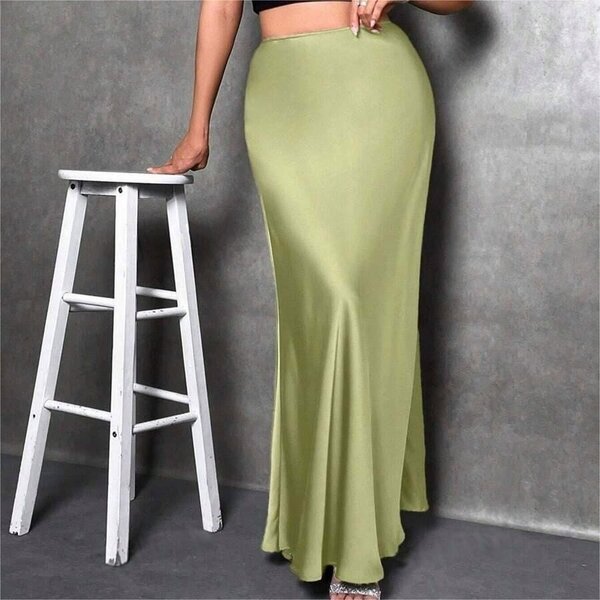 Office Skirts Supplier - OEM Solid Color High Waisted Midi Skirts