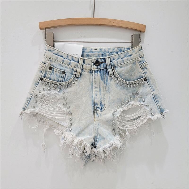 Ripped Shorts Manufacturer - OEM Summer Denim Patchwork High Waist