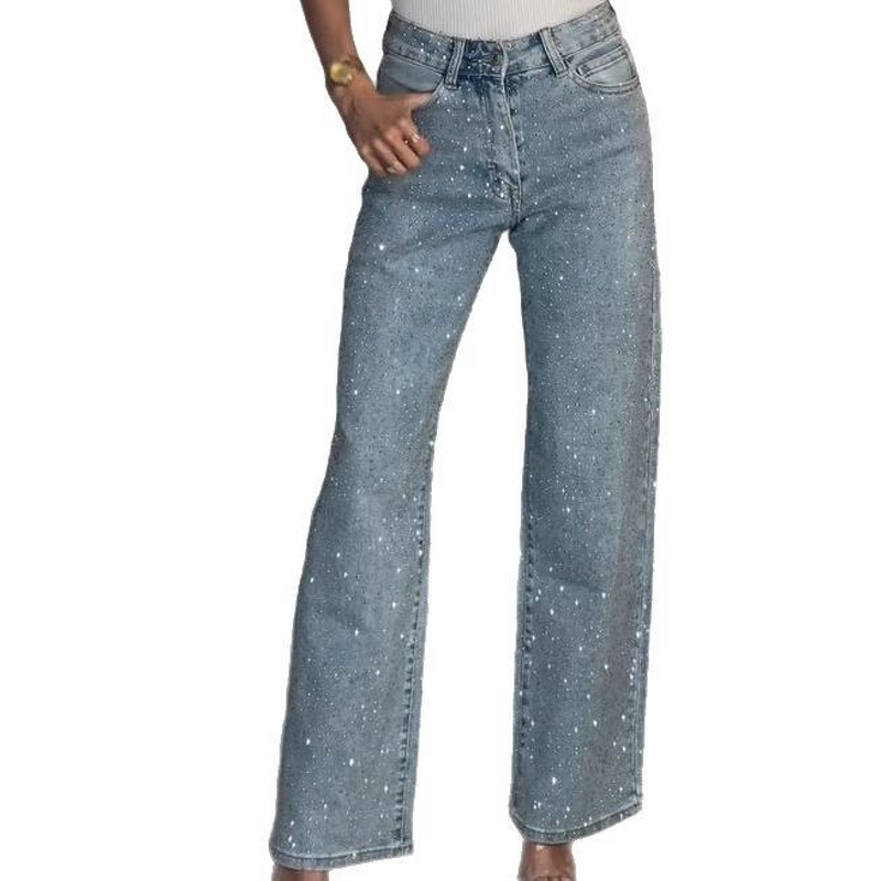 Women's Jeans Manufacturer - OEM Full Diamond Washed High Waist