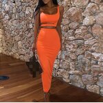 Two Pieces Set Manufacturer - OEM Strapless Crop Top Long Skirts Set