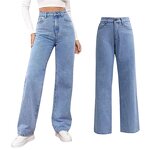 Women's Jeans Supplier - OEM High Waist Loose Wide Leg Straight