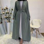 Muslim Dresses Manufacturer - OEM Solid Color Pearls Dubai Abaya