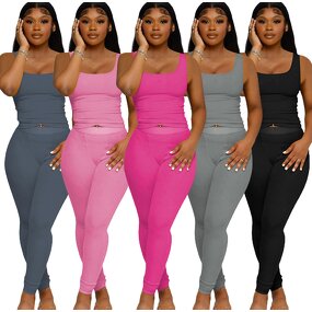 Two Pieces Set Factory - OEM Cotton Short Sleeve Leggings Loungewear