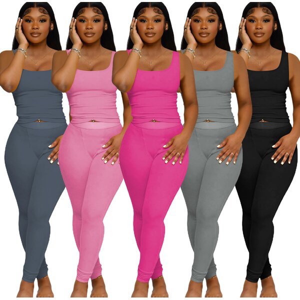 Two Pieces Set Factory - OEM Cotton Short Sleeve Leggings Loungewear