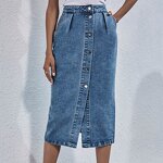 Denim Skirt Manufacturer - OEM Summer High Waist Single-breasted Skirt