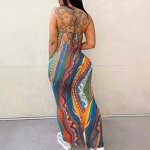 Midi Dress Supplier - OEM Abstract Print Spaghetti Strap Dress