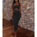 Two Pieces Set Manufacturer - OEM Strapless Crop Top Long Skirts Set