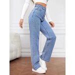 Women's Jeans Supplier - OEM High Waist Loose Wide Leg Straight