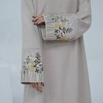 Abaya Dress Factory - OEM Dubai Flower Embroidery Linen Abaya