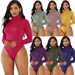 Bodysuit Factory - OEM Women Fashion Solid Color Long Sleeve