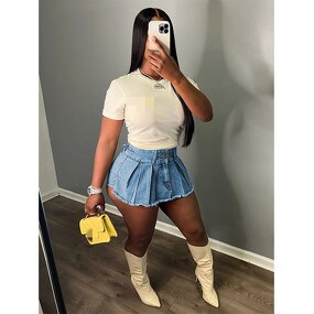 Denim Skirt Pants Supplier - OEM Stretch Cotton Ultra Short Skirt