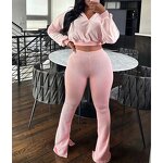 Hoodie Set Factory - OEM Twisted Strip Hoodie Bellbottom Pants Set