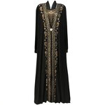 Islamic Robe Factory - OEM Striped Gold Pink Polyester Abaya