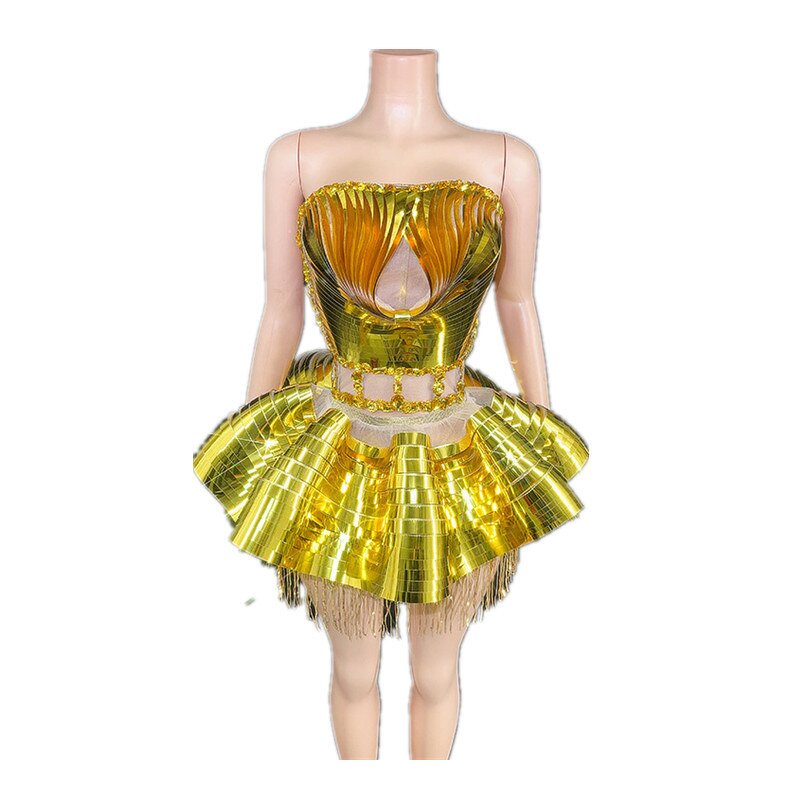 Party Costume Supplier - OEM Mirror Reflective Strapless Skirt Set
