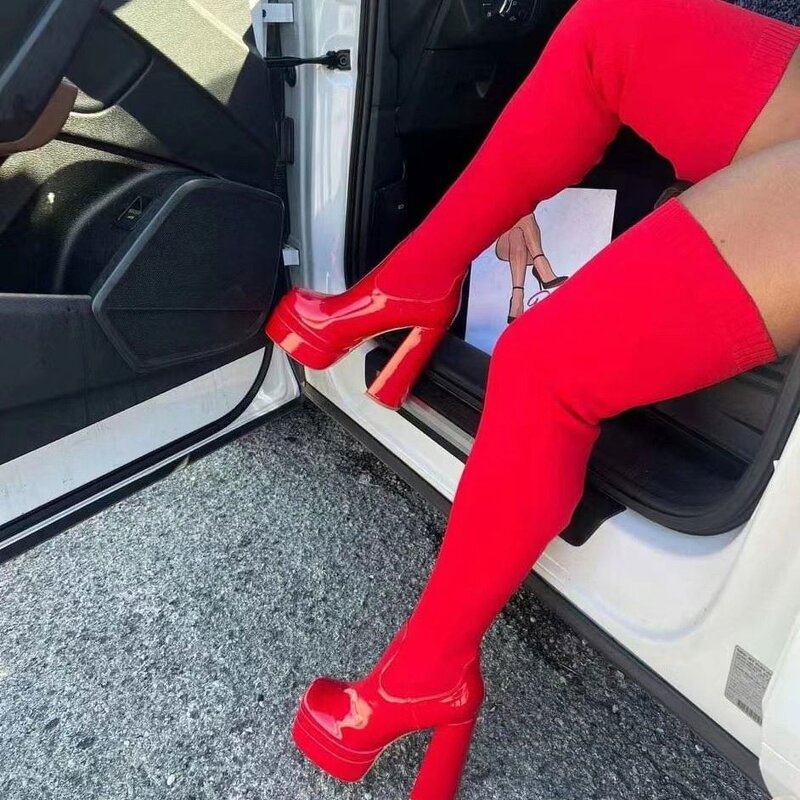 Women's Boots Supplier - OEM Winter Wool Over the Knee Thick Heel