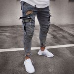 Denim Leggings Supplier - OEM Black Slim High-waisted Men's Pants