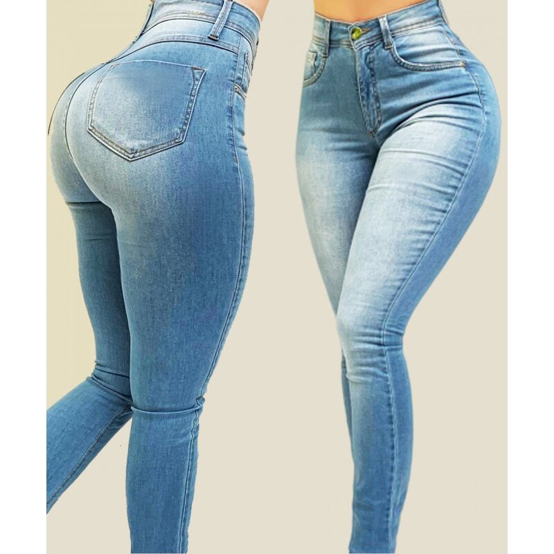 Denim Leggings Supplier - OEM Super High Waist Elastic Hip Lift