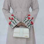 Abaya Dress Factory - OEM Dubai Flower Embroidery Linen Abaya