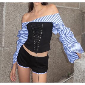 Two Piece Set Factory - OEM Spring Fall Strapless Bandage Top Shorts