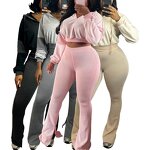 Hoodie Set Factory - OEM Twisted Strip Hoodie Bellbottom Pants Set