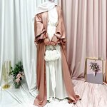 Muslim Dress Manufacturer - OEM Puff Sleeve Cardigan Long Skirt Abaya