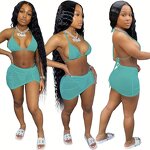 Swimwear Set Manufacturer - OEM Retro Textured 2 Piece Beachwear Set