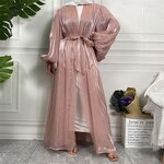 Abaya Dress Factory - OEM Big Cuff Satin Open Lining Abaya