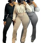 Hoodie Set Factory - OEM Twisted Strip Hoodie Bellbottom Pants Set