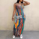 Midi Dress Supplier - OEM Abstract Print Spaghetti Strap Dress