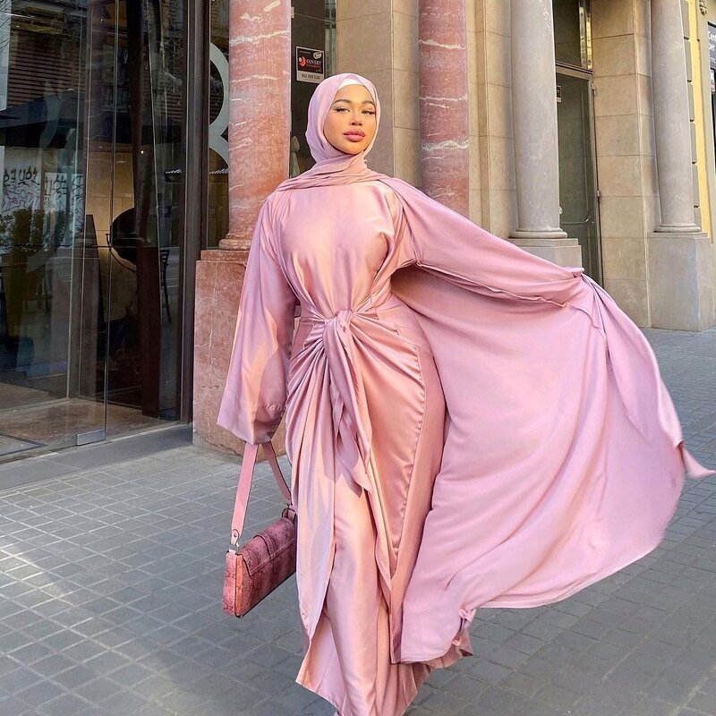 Muslim Dress Supplier - OEM Dubai Summer Three Piece Open Abaya