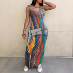 Midi Dress Supplier - OEM Abstract Print Spaghetti Strap Dress