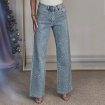 Women's Jeans Manufacturer - OEM Full Diamond Washed High Waist