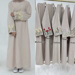 Abaya Dress Factory - OEM Dubai Flower Embroidery Linen Abaya
