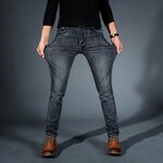 Stretch Denim Pants Manufacturer - OEM Light Gray Slim Nostalgia Jeans