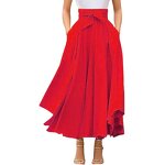 Long Skirt Factory - OEM Solid Color Bow Belt Big Hem Dress