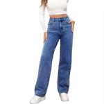 Women's Jeans Supplier - OEM High Waist Loose Wide Leg Straight