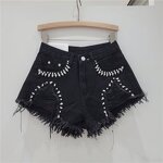 Ripped Shorts Manufacturer - OEM Summer Denim Patchwork High Waist